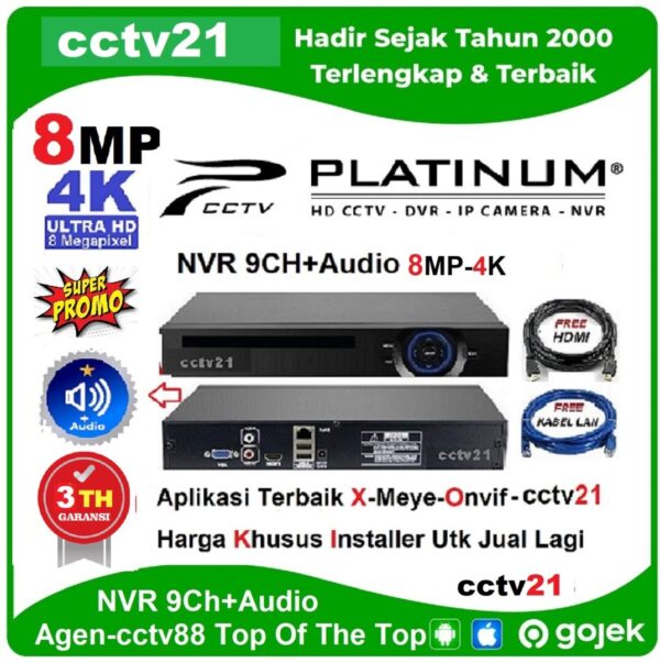 NVR 9CH 5MP Up To 8Mp PLATINUM Ultra HD H-265 Harga Reseller cctv21