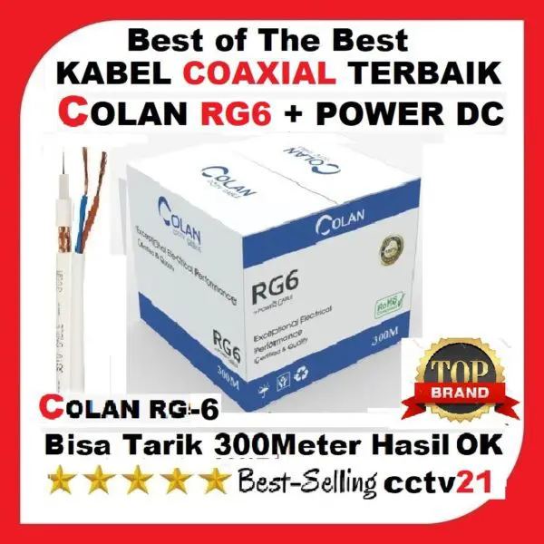 Kabel Coaxial Terbaik COLAN RG6+Power DC 300M Tarikan Utk Gambar Bisa Sampai 300M OK Rp800.000.-