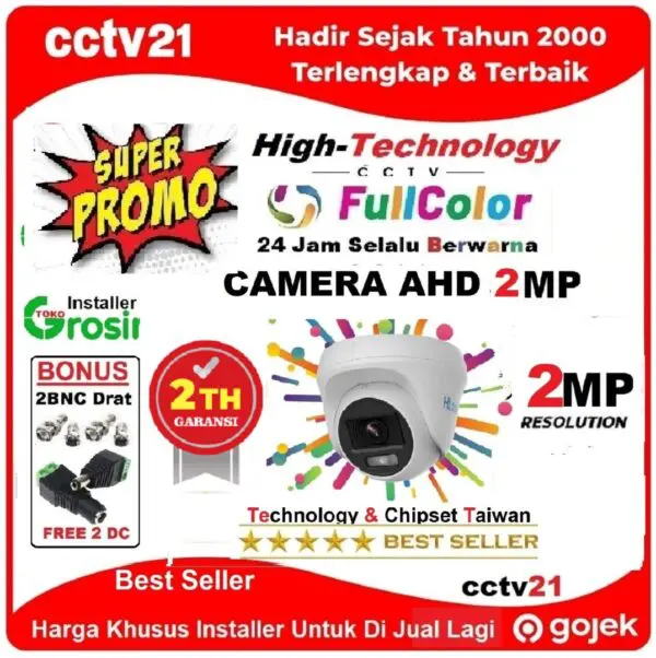 CCTV / CAMERA 2MP ColorVu High Technology Full Color 24Jam Selalu Berwarna Free 2BNC+2DC Harga Promo cctv21-WA-0817772277