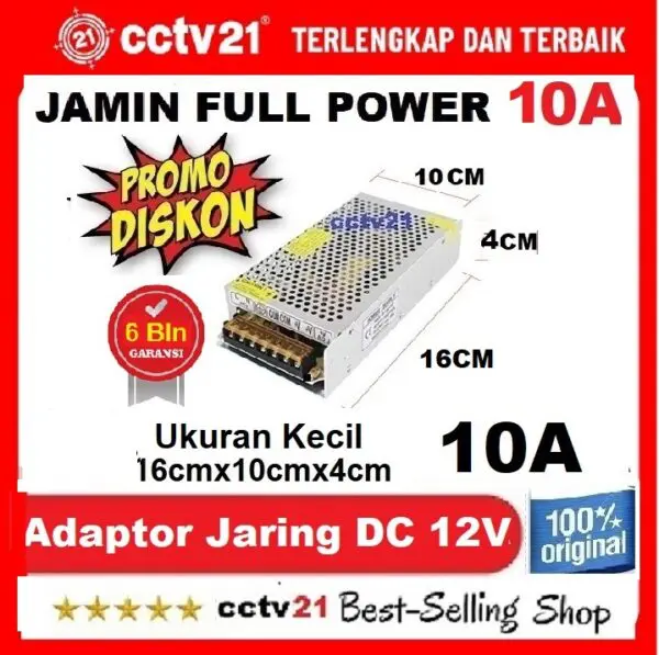 Power Supplay / Adaptor Jaring Output DC12V Murni 10A Kecil cctv21-WA-0816772277