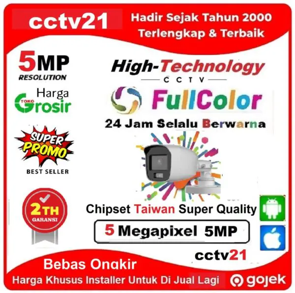 Kamera / Camera cctv Real 5MP outdoor HighTechnogy ColorVu 24Jam Selalu Berwarna Harga Promo cctv21.com-WA-0816772277