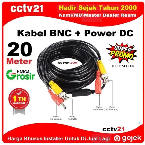 KABEL CCTV BNC+POWER 20M cctv21.com Harga Promo cctv21-WA-0816772277