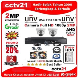 Paket 2 Camera cctv+Harddisk UNV Uniview UAC-T112-F28+Kabel 40M Promo Diskon 20% cctv21.com WA-0816772277