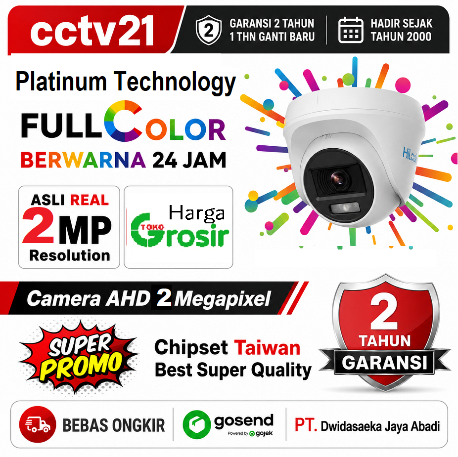 Camera / cctv 2MP indoor Platinum Technology ColorVu 24Jam Selalu Berwarna Harga Promo cctv21.com-WA-0816772277