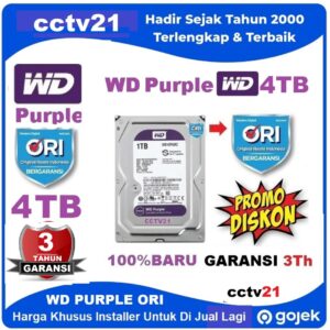 Hardisk / HDD / Harddisk 4TB WD Purple ORI Surveillence Garansi WD Resmi 3Tahun Harga Installer cctv21.com-WA0816772277